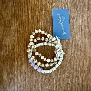 Universal Thread Gold and Tan Beaded Bracelet Trio